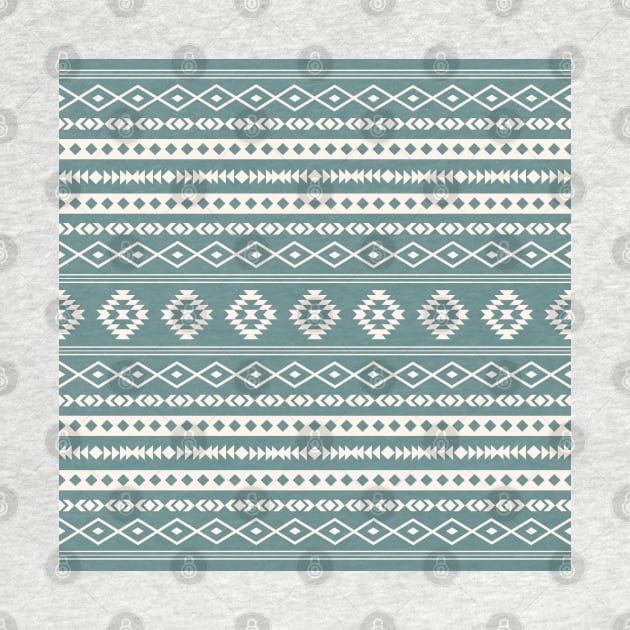 Aztec Cream on Teal Mixed Motifs Pattern by NataliePaskell